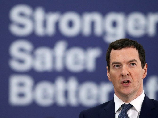 Britain's Chancellor of the Exchequer George Osborne delivers a speech on the economic impact of the UK leaving the European Union at a B&Q Store Support Office in Chandler's Ford Britain