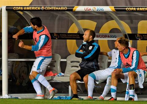 Uruguay's Luis Suarez reacts during the Copa America Centenario football match against Venezuela in Philadelphia