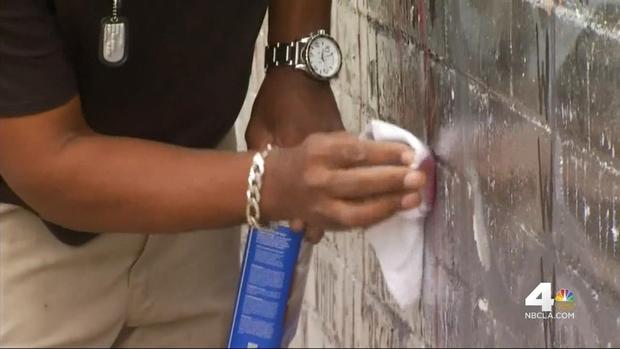 Vet Travels From Arizona to Help Clean Vandalized Mural