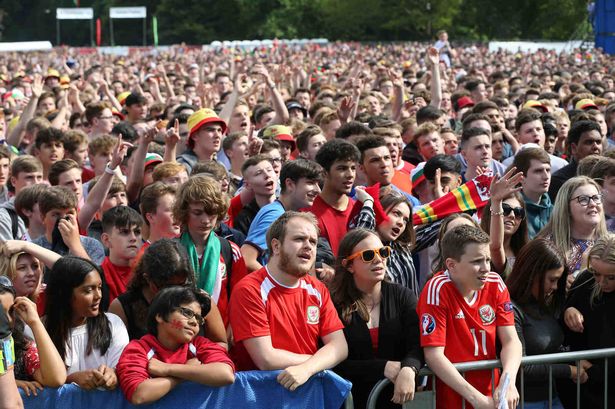 Wales v Northern Ireland at the fanzone in Cardiff