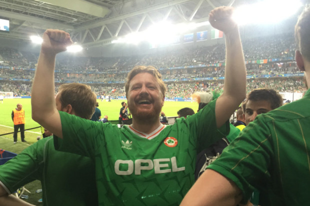 What a night! Chris Mc Cann celebrates after seeing Ireland beat Italy 1-0 in Lille