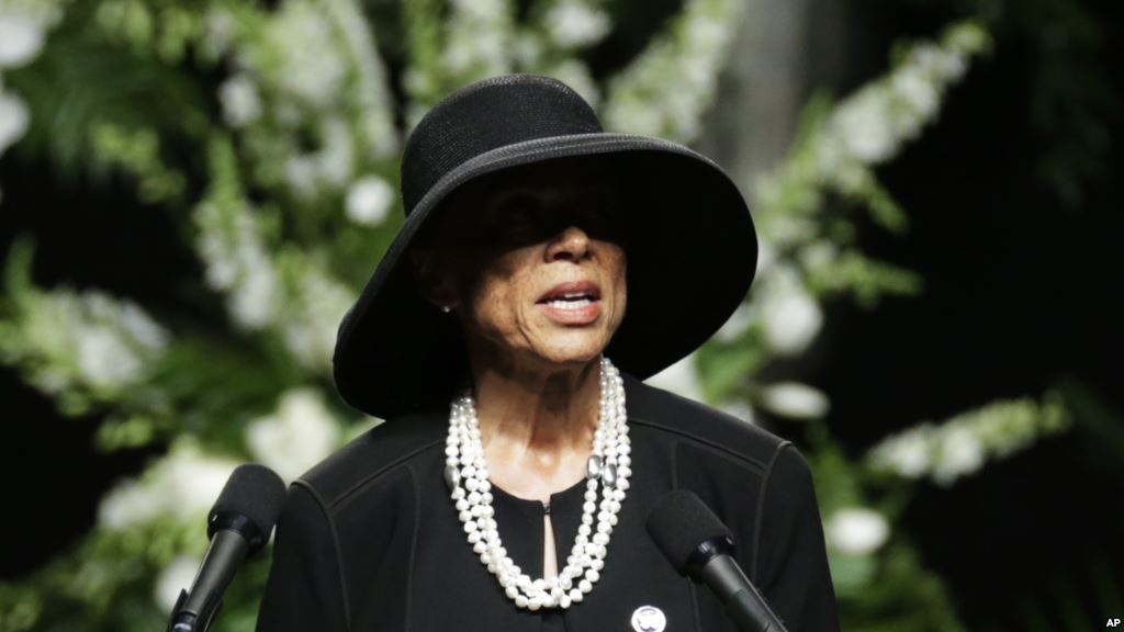 Lonnie Ali widow of Muhammad Ali speaks during his memorial service in Louisville Ky