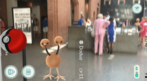 A Pokemon Go creature called Doduo found in the Holocaust Museum in D.C