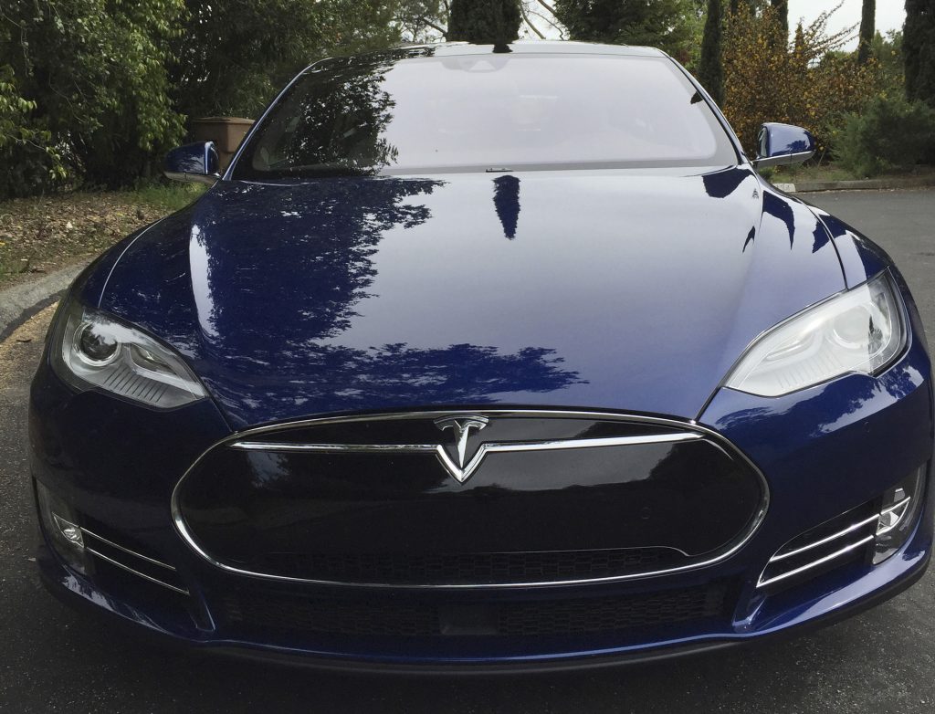 A Tesla Model S electric vehicle is shown in San Francisco California