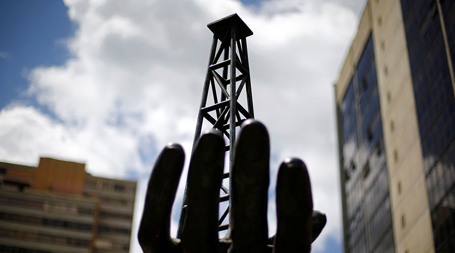 A sculpture outside a building of Venezuela's state oil company PDVSA, Caracas