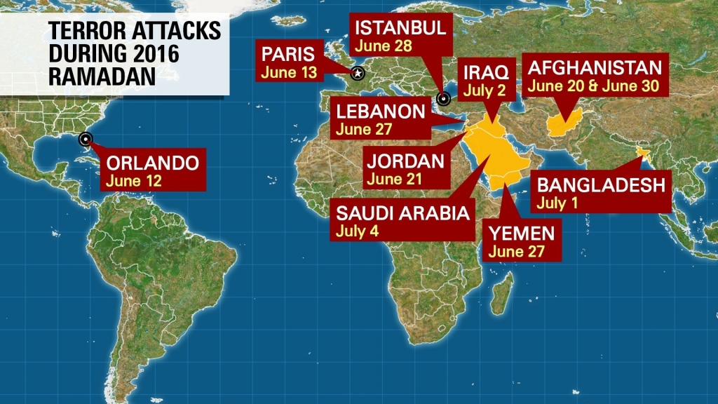 A series of attacks have occured around the world during Ramadan 2016 the Muslims&#039 holy month of fasting