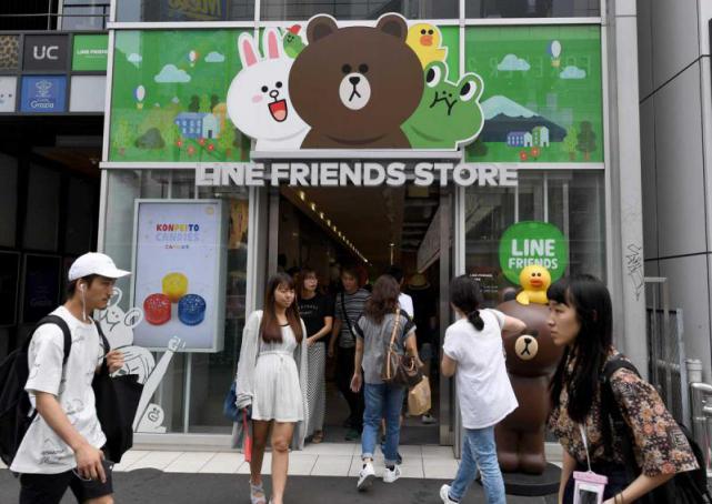 12 2016 shows customers entering the Line Friends shop in Tokyo's Harajuku