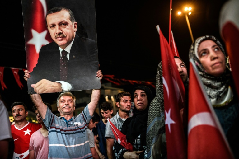 Recep Tayyip Erdogan during a pro Erdogan rally in Istanbul