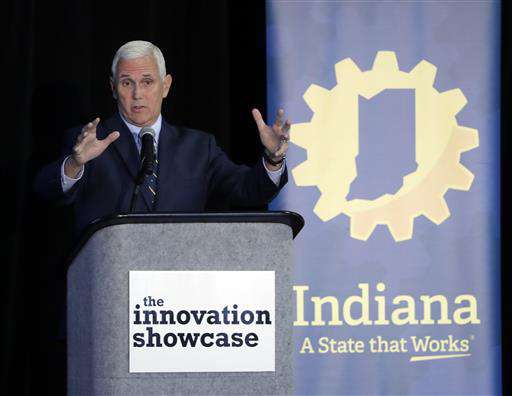 Indiana Gov. Mike Pence speaks during the Innovation Showcase Thursday