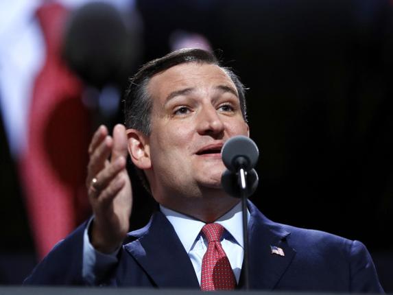 Senator Ted Cruz R-Tex. addresses the delegates during the third day session of the Republican National Convention in Cleveland