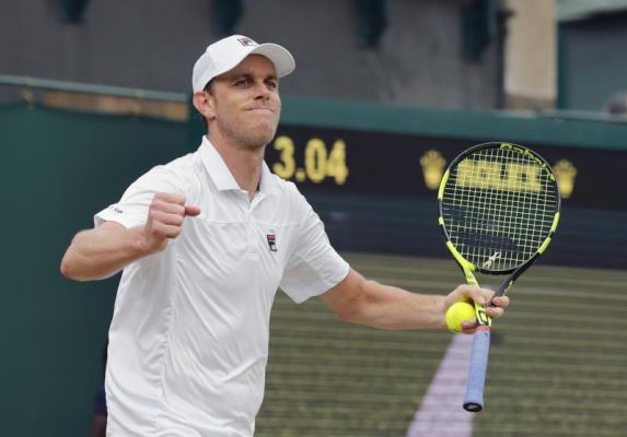 Sam Querrey of the U.S celebrates after beating