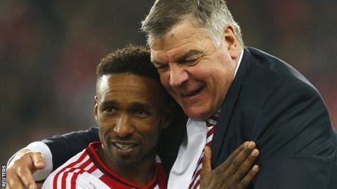 Sam Allardyce with Sunderland striker Jermain Defoe