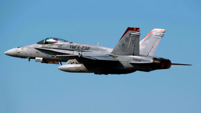 An F  A-18 Hornet from Marine Fighter Attack Squadron 232 based at Miramar. Marine Corps