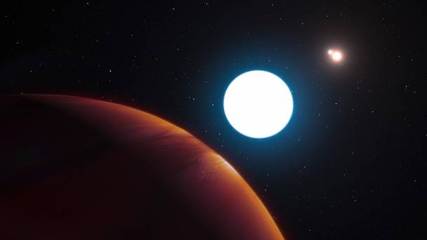 An artist's impression showing a view of the triple star system HD 131399