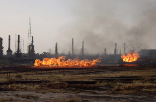 An oil field outside of Kirkuk Iraq