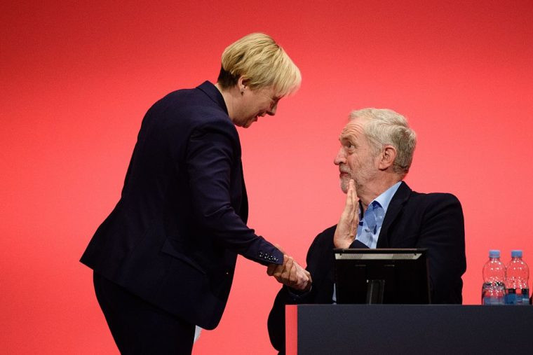 Angela Eagle with Jeremy Corbyn at the Labour Party conference last year