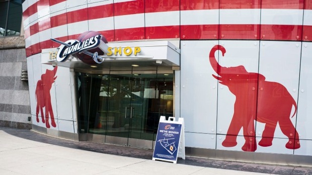 Quicken Loans Arena is decorated to welcome the Republican National Convention