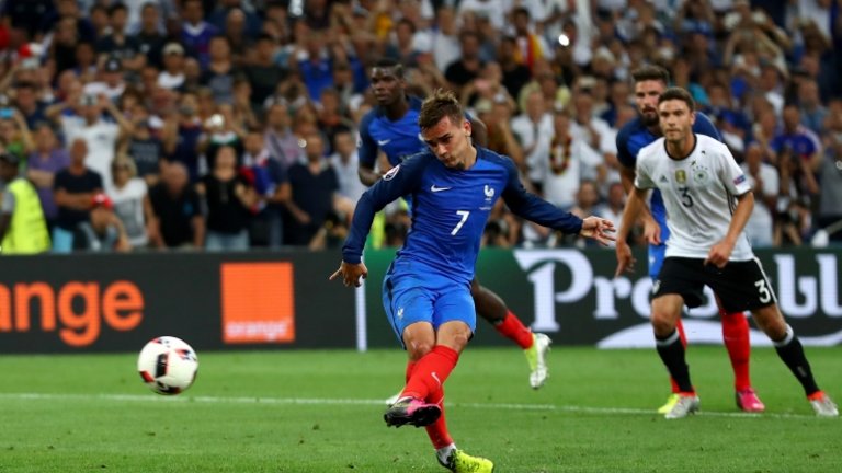 Antoine Griezmann struck twice for France against Germany