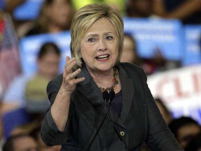 Democratic presidential candidate Hillary Clinton speaks during a rally in Raleigh N.C. Associated Press