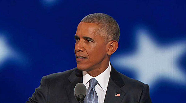 Barack Obama addresses the Democratic National Convention in Philadelphia