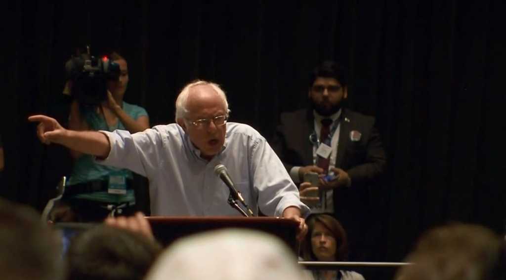 Bernie Sanders addresses supporters in Philadelphia