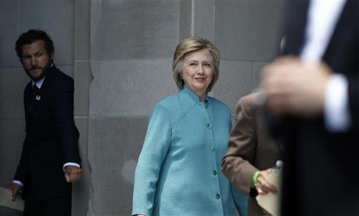 Democratic presidential candidate Hillary Clinton arrives to speak on the Boardwalk in Atlantic City N.J. Wednesday