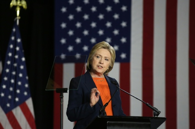 US Democratic presidential candidate Hillary Clinton speaks at a campaign rally in Balboa Park