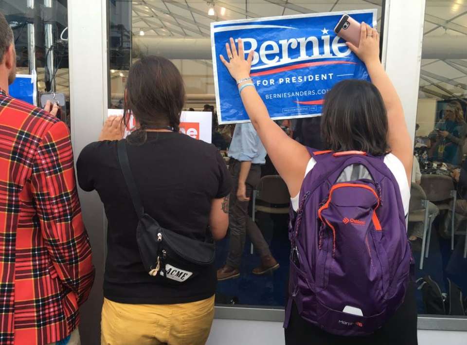 DNC 2016 Sanders supporters stage sit-in