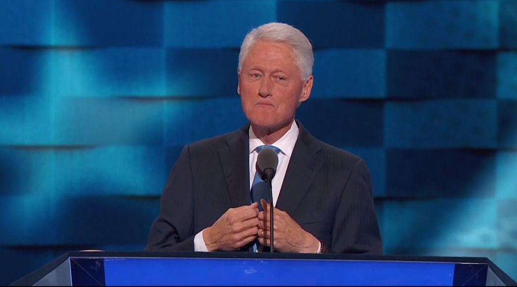 Bill Clinton speaking during the Democratic National Convention on Tuesday night. CBS image