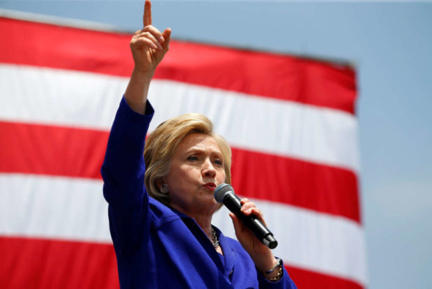 U.S. Democratic presidential candidate Hillary Clinton makes a speech during a campaign stop in Lynwood California United States