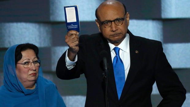 Khizr Khan whose son Humayun S. M. Khan was one of 14 American Muslims who died serving in the US Army in the 10