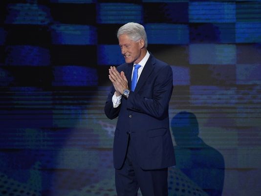 In 10th convention speech, Bill Clinton faces tougher crowd