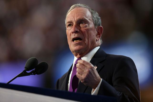 Former New York City Mayor Michael Bloomberg delivers remarks on the third day of the Democratic National Convention at the Wells Fargo Center