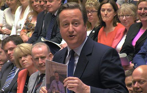 Larry the government's Chief Mouser to the Cabinet Office during his final session of prime minister's questions at the House of Commons