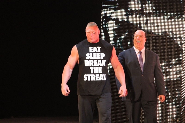 Brock Lesnar With Paul Heyman A Day After He Conquer's The Undertaker's Winning Streak At Wrestlemania XXX