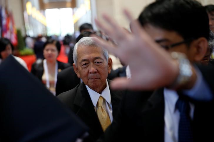 Philippine Foreign Secretary Perfecto Yasay leaves a meeting of the ASEAN foreign ministers meeting in Vientiane Laos