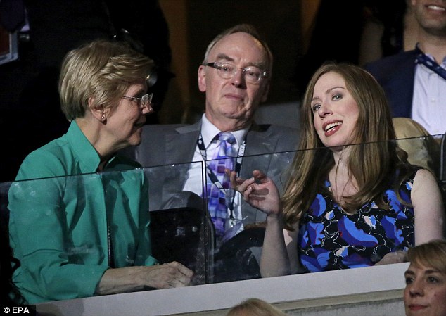 Chelsea was later seen inside the Wells Fargo Center listening to the keynote speakers