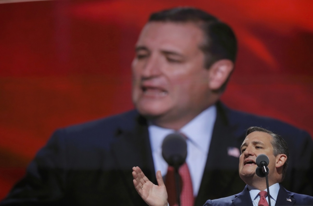 Former Republican US presidential candidate Ted Cruz speaks during the third night of the Republican National Convention in Cleveland