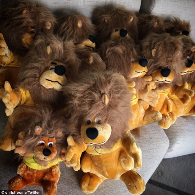 Chris Froome took to Twitter on Monday to share this image of his collection of 12 cuddly toy lions