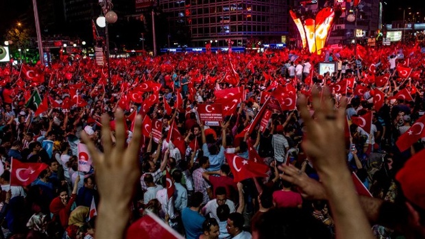 Protesters during Turkey coup