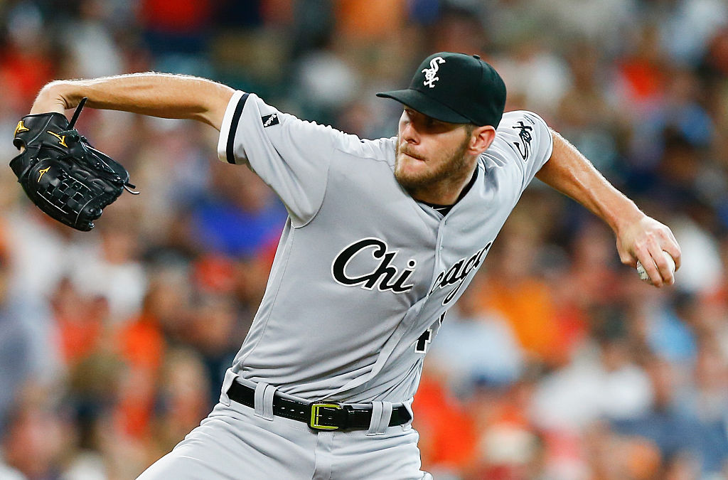 HOUSTON TX- JULY 02 Chris Sale #49 of the Chicago White Sox pitches in the first inning against the Houston Astros at Minute Maid Park