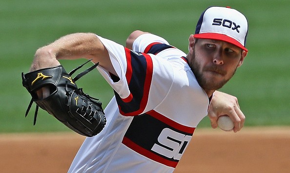 CHICAGO IL- JUNE 26 Starting pitcher Chris Sale #49 of the Chicago White Sox delivers the ball against the Toronto Blue Jays at U.S. Cellular Field