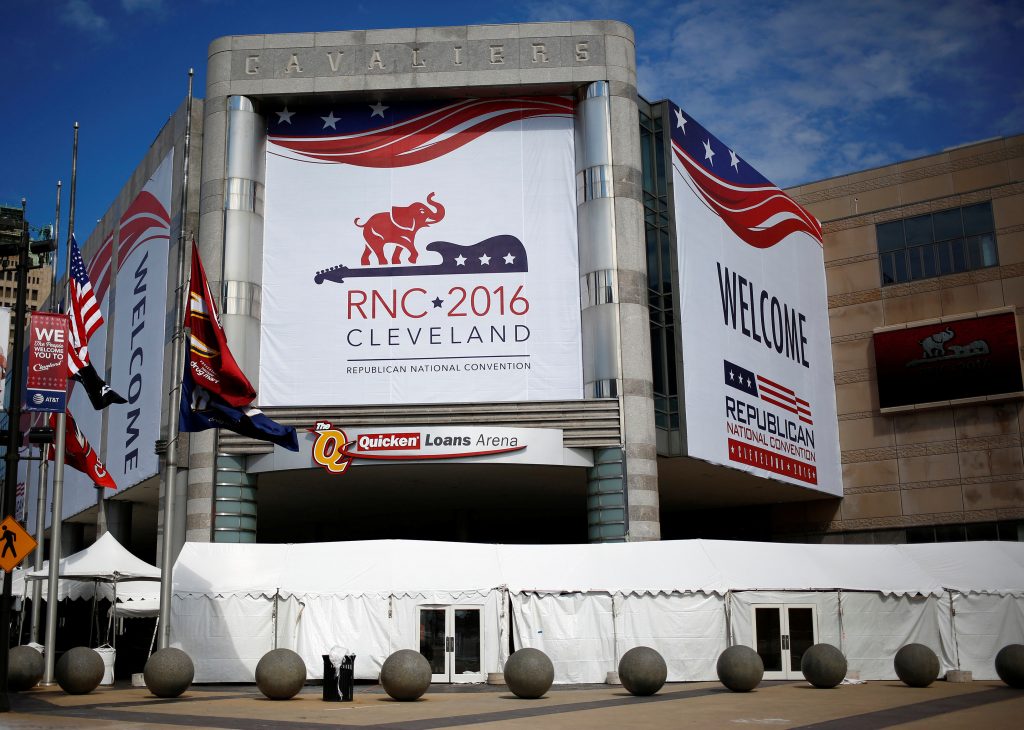 The Quicken Loans Arena is seen as setup continues in advance of the Republican National Convention in Cleveland Ohio