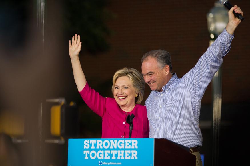 US Poll Campaign Hillary Clinton Tim Kaine Begin Bus Tour