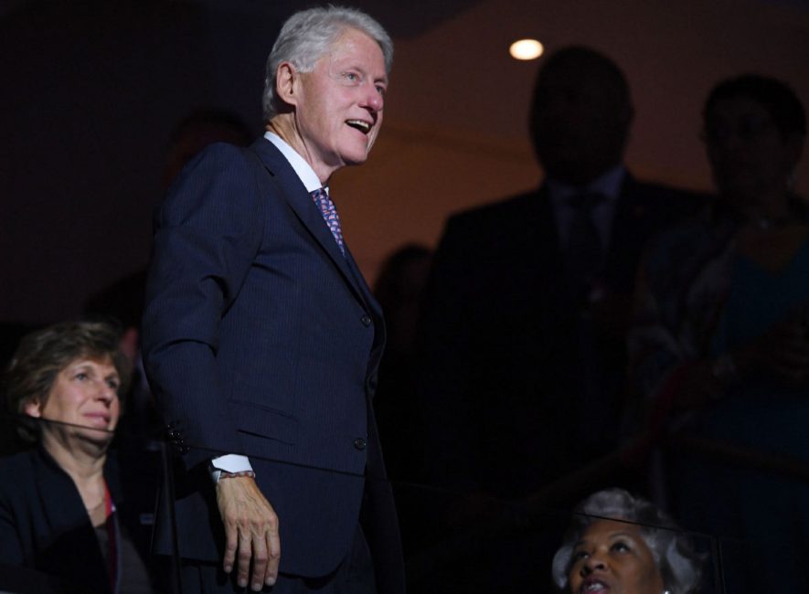 Former President Bill Clinton attends the first day of the Democratic National Convention on Monday