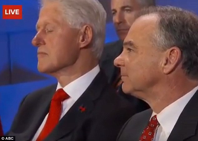 SWEET DREAMS? Bill Clinton appeared to doze off during Hillary's acceptance speech Thursday at the Democratic National Convention ¿ and Donald Trump mocked him a day later on Instagram