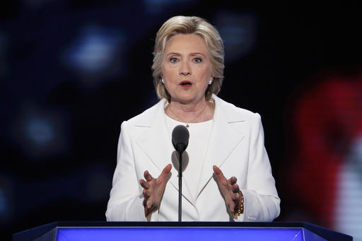 Democratic presidential nominee Hillary Clinton speaks during the final day of the Democratic National Convention in Philadelphia, Thursday