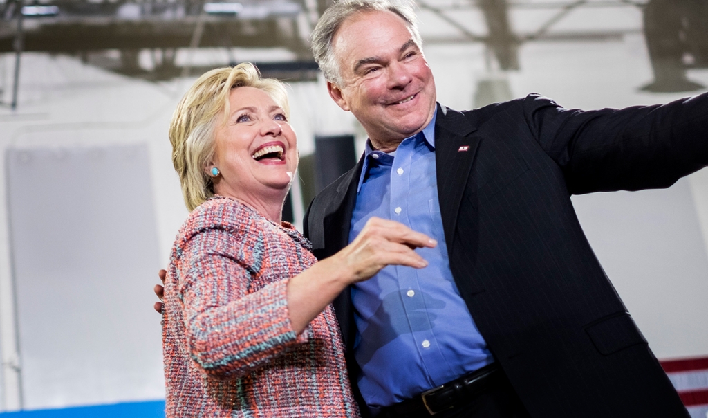 Clinton with Kaine on the campaign trail