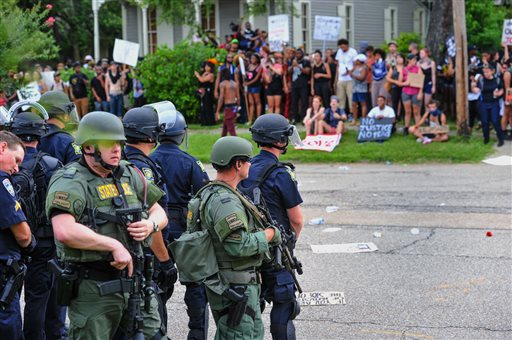 Police officers responded to reports that protesters were en route to block Interstate 10 and prevent another group of protesters