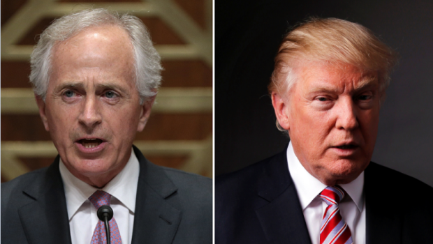 Composite of Sen. Bob Corker , with Donald Trump
                                              AP and Reuters